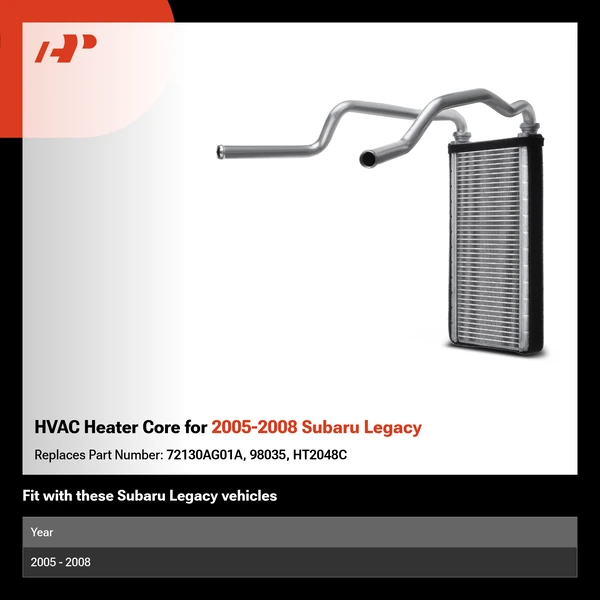 HVAC Heater Core for 2005-2008 Subaru Legacy