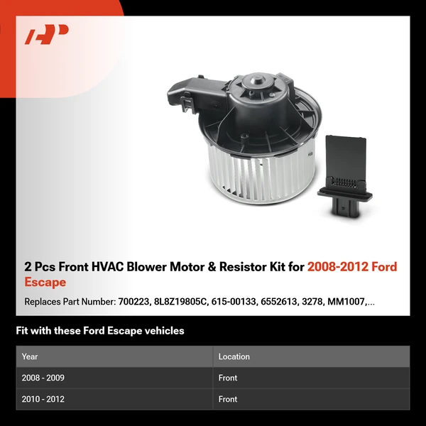 2 Pcs Front HVAC Blower Motor & Resistor Kit for 2008-2012 Ford Escape