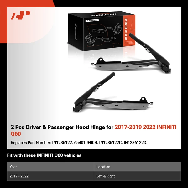 2 Pcs Driver & Passenger Hood Hinge for 2017-2019 2022 INFINITI Q60