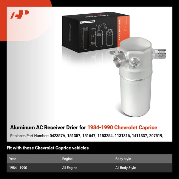 Aluminum AC Receiver Drier for 1984-1990 Chevrolet Caprice