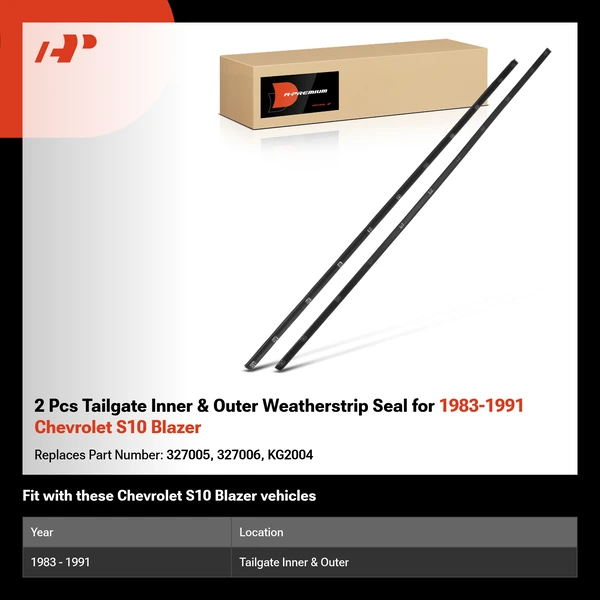 2 Pcs Tailgate Inner & Outer Weatherstrip Seal for 1983-1991 Chevrolet S10 Blazer