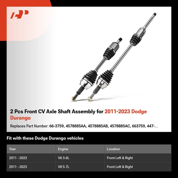 2 Pcs Front CV Axle Shaft Assembly for 2011-2023 Dodge Durango
