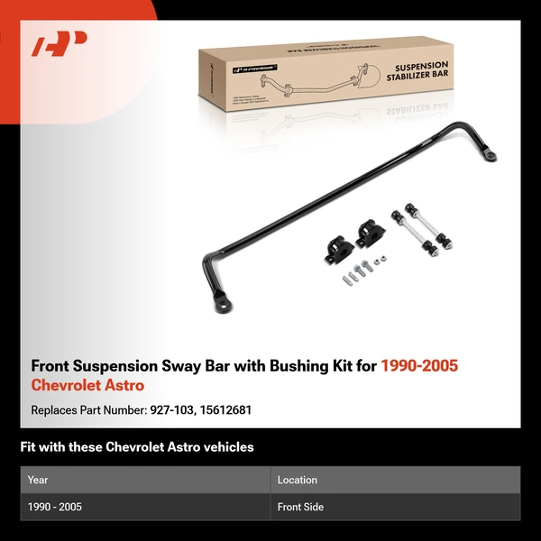 Front Suspension Sway Bar with Bushing Kit for 1990-2005 Chevrolet Astro
