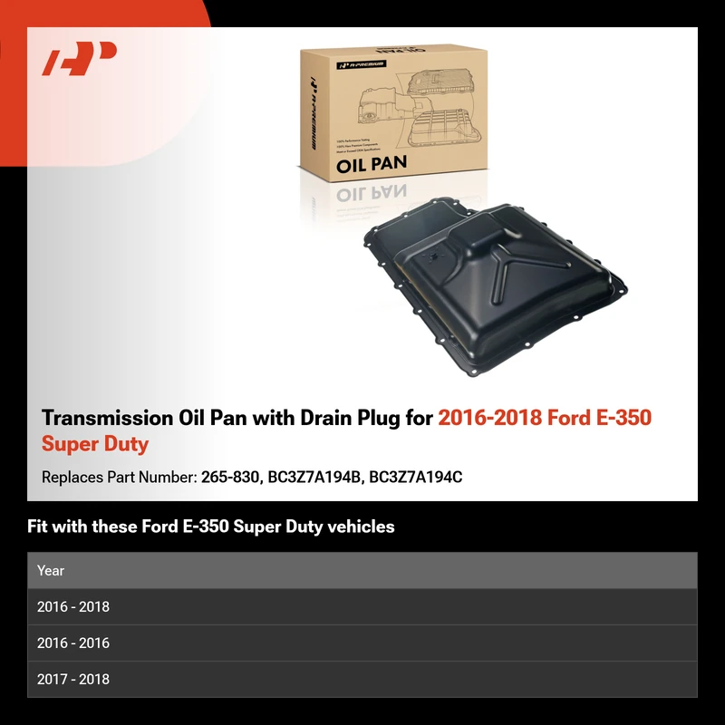 Transmission Oil Pan with Drain Plug for 2016-2018 Ford E-350 Super Duty