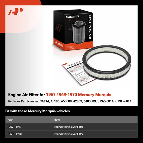 Engine Air Filter for 1967 1969-1970 Mercury Marquis