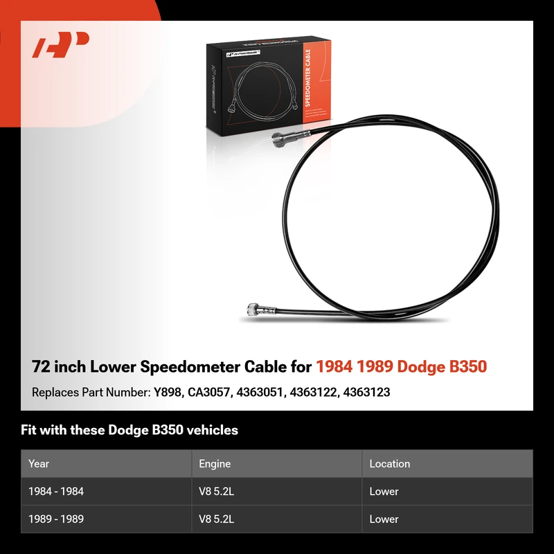72 inch Lower Speedometer Cable for 1984 1989 Dodge B350