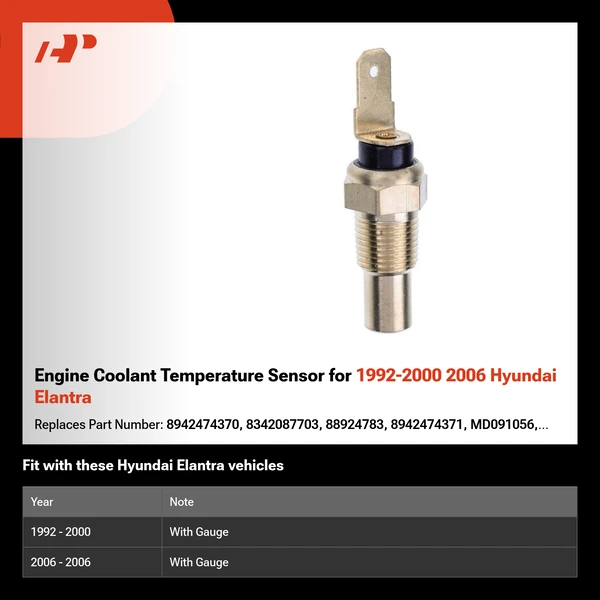 Engine Coolant Temperature Sensor for 1992-2000 2006 Hyundai Elantra