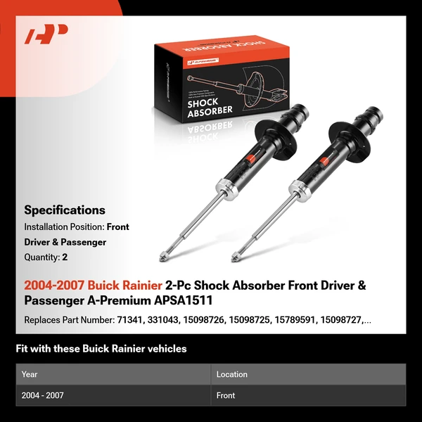 2004-2007 Buick Rainier 2-Pc Shock Absorber Front Driver & Passenger A-Premium APSA1511