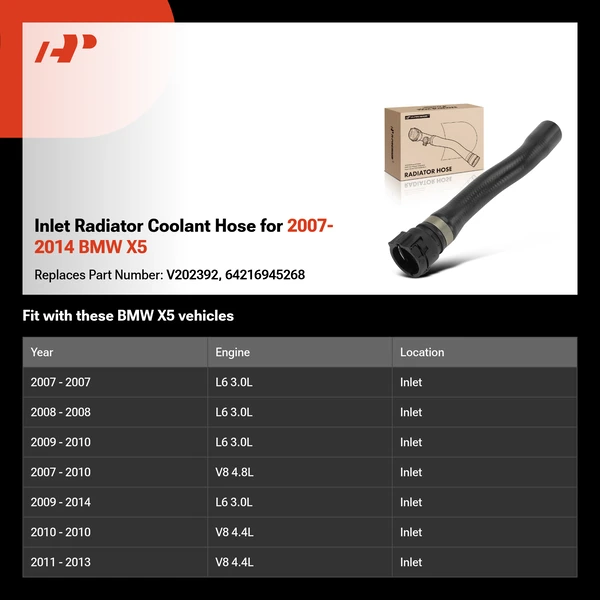 Inlet Radiator Coolant Hose for 2007-2014 BMW X5