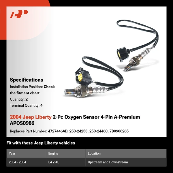 2004 Jeep Liberty 2-Pc Oxygen Sensor 4-Pin A-Premium APOS0986