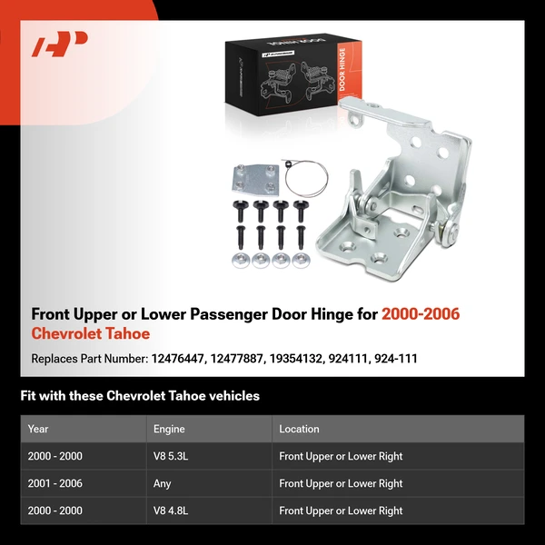 Front Upper or Lower Passenger Door Hinge for 2000-2006 Chevrolet Tahoe
