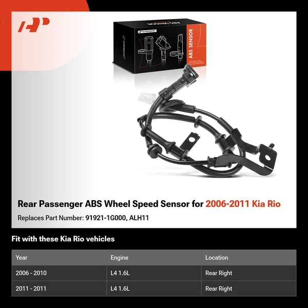 Rear Passenger ABS Wheel Speed Sensor for 2006-2011 Kia Rio