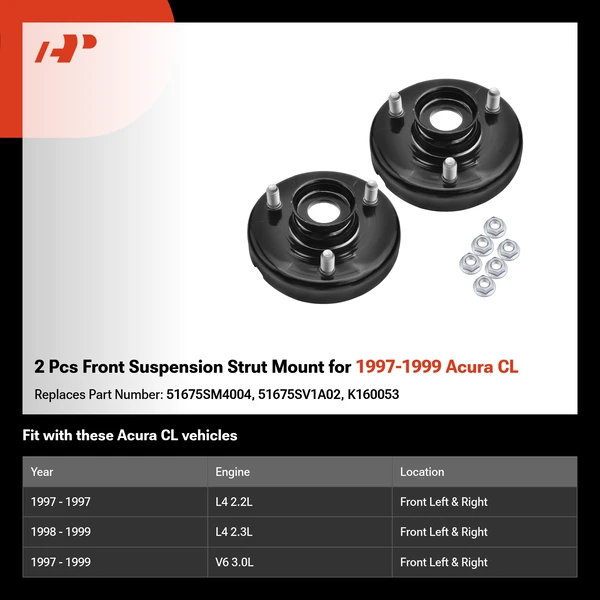 2 Pcs Front Suspension Strut Mount for 1997-1999 Acura CL