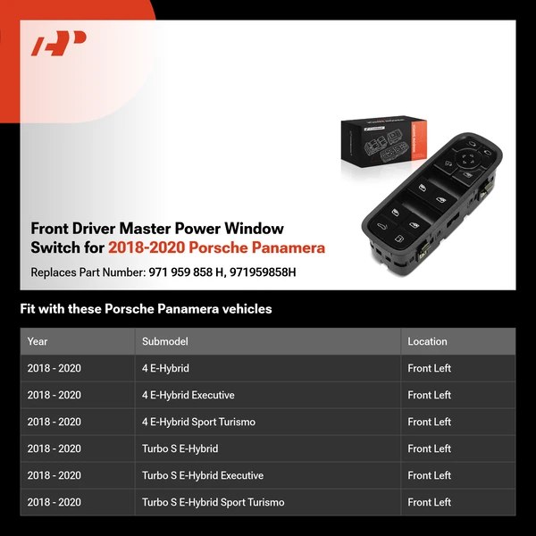 Front Driver Master Power Window Switch for 2018-2020 Porsche Panamera