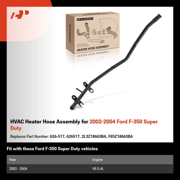 HVAC Heater Hose Assembly for 2002-2004 Ford F-350 Super Duty