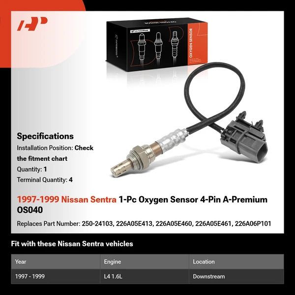 1997-1999 Nissan Sentra 1-Pc Oxygen Sensor 4-Pin A-Premium OS040
