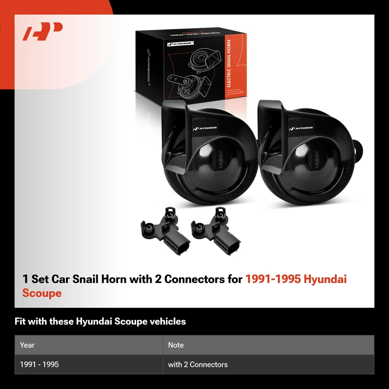 1 Set Car Snail Horn with 2 Connectors for 1991-1995 Hyundai Scoupe