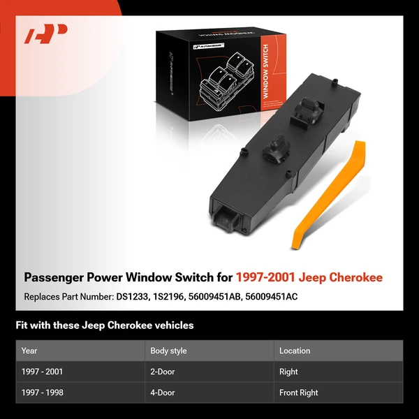 Passenger Power Window Switch for 1997-2001 Jeep Cherokee