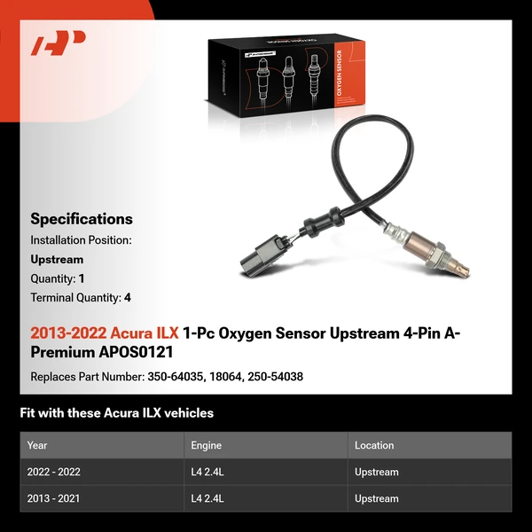 2013-2022 Acura ILX 1-Pc Oxygen Sensor Upstream 4-Pin A-Premium APOS0121