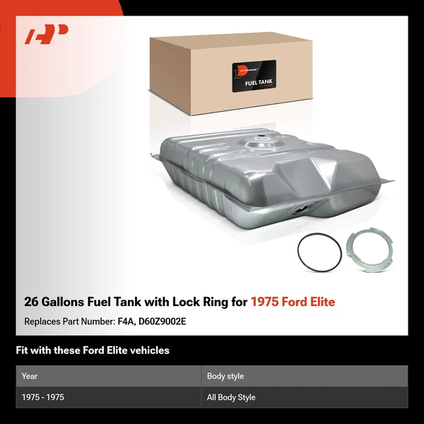 26 Gallons Fuel Tank with Lock Ring for 1975 Ford Elite