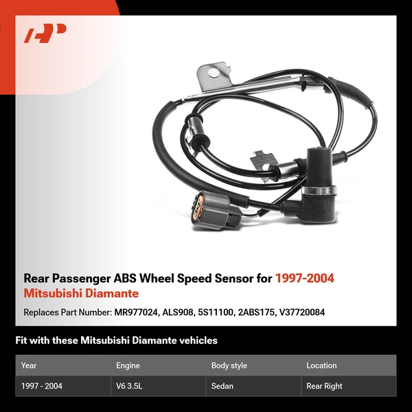 Rear Passenger ABS Wheel Speed Sensor for 1997-2004 Mitsubishi Diamante