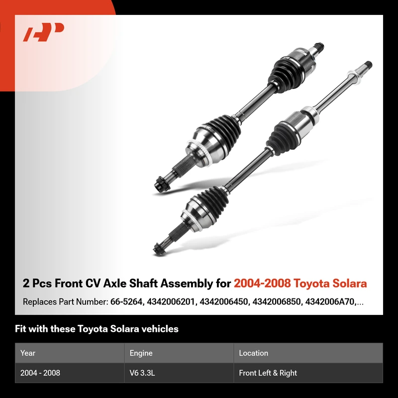 2 Pcs Front CV Axle Shaft Assembly for 2004-2008 Toyota Solara