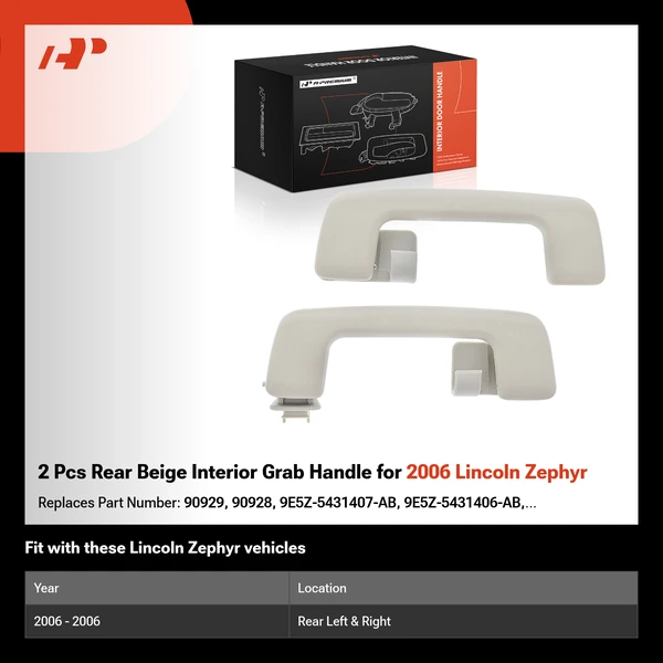 2 Pcs Rear Beige Interior Grab Handle for 2006 Lincoln Zephyr