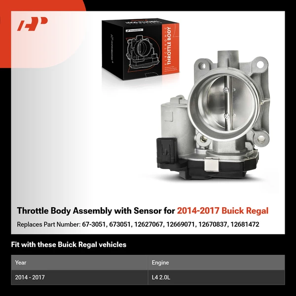 Throttle Body Assembly with Sensor for 2014-2017 Buick Regal