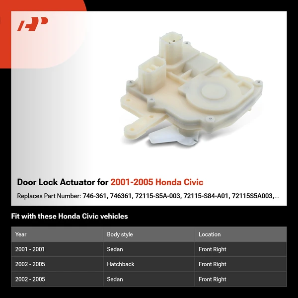 Door Lock Actuator for 2001-2005 Honda Civic