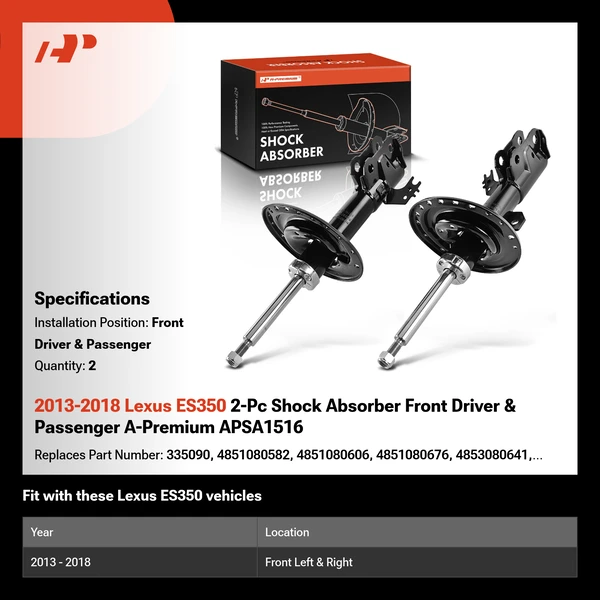 2013-2018 Lexus ES350 2-Pc Shock Absorber Front Driver & Passenger A-Premium APSA1516