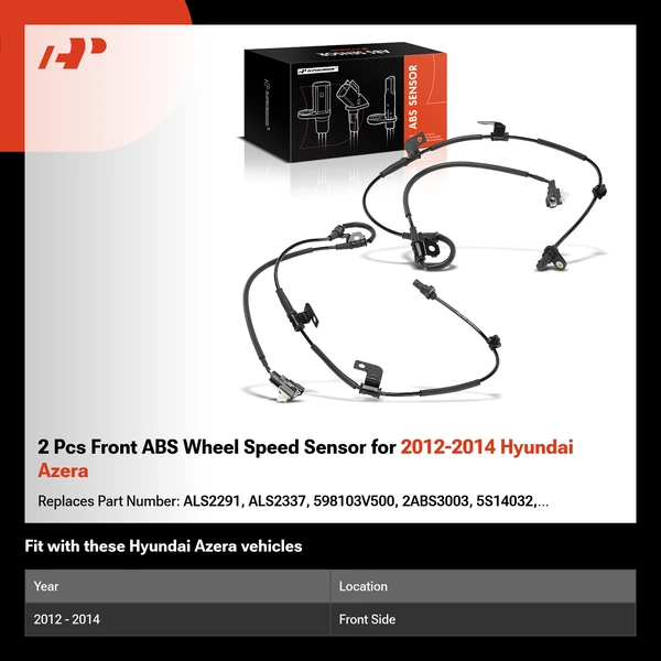2 Pcs Front ABS Wheel Speed Sensor for 2012-2014 Hyundai Azera