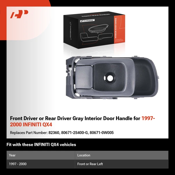Front Driver or Rear Driver Gray Interior Door Handle for 1997-2000 INFINITI QX4