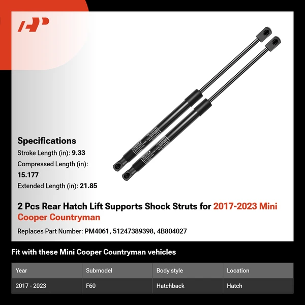 2 Pcs Rear Hatch Lift Supports Shock Struts for 2017-2023 Mini Cooper Countryman