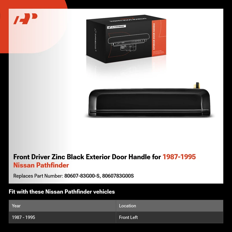 Front Driver Zinc Black Exterior Door Handle for 1987-1995 Nissan Pathfinder