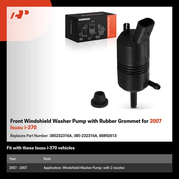 Front Windshield Washer Pump with Rubber Grommet for 2007 Isuzu i-370