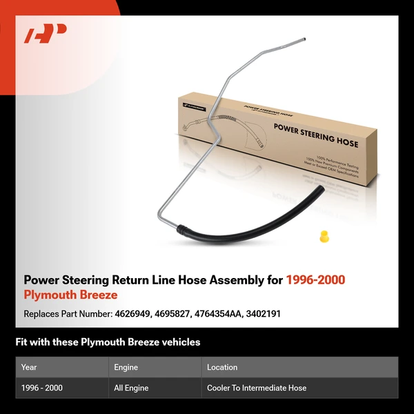 Power Steering Return Line Hose Assembly for 1996-2000 Plymouth Breeze