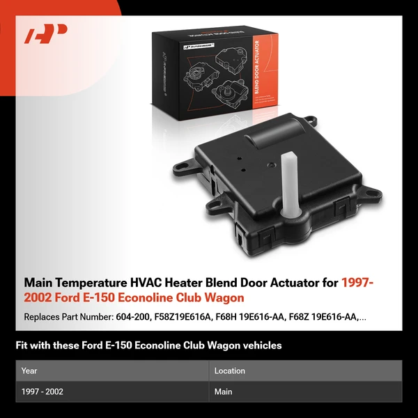 Main Temperature HVAC Heater Blend Door Actuator for 1997-2002 Ford E-150 Econoline Club Wagon