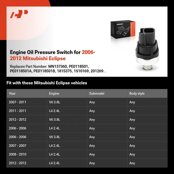 Engine Oil Pressure Switch for 2006-2012 Mitsubishi Eclipse
