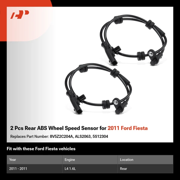 2 Pcs Rear ABS Wheel Speed Sensor for 2011 Ford Fiesta