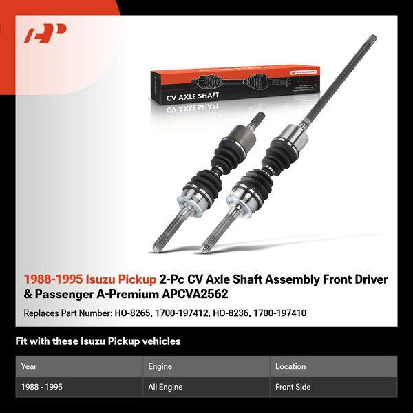 1988-1995 Isuzu Pickup 2-Pc CV Axle Shaft Assembly Front Driver & Passenger A-Premium APCVA2562