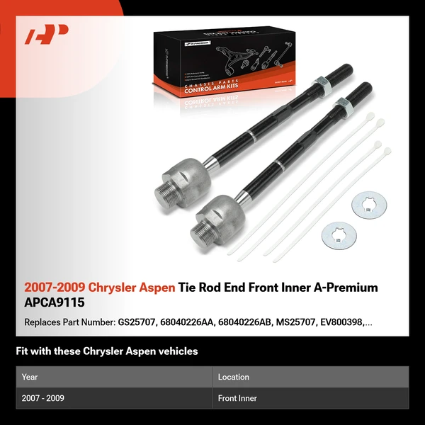 2007-2009 Chrysler Aspen Tie Rod End Front Inner A-Premium APCA9115