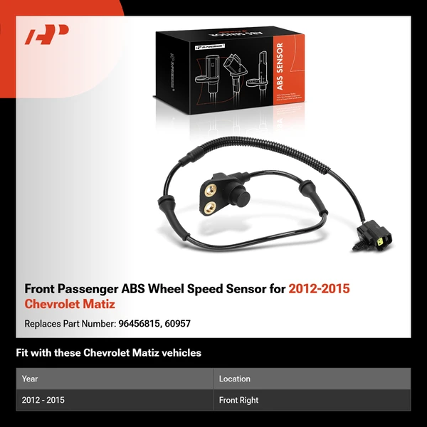 Front Passenger ABS Wheel Speed Sensor for 2012-2015 Chevrolet Matiz