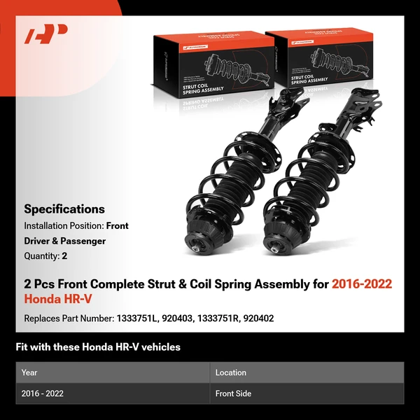 2 Pcs Front Complete Strut & Coil Spring Assembly for 2016-2022 Honda HR-V
