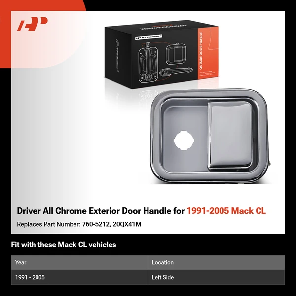 Driver All Chrome Exterior Door Handle for 1991-2005 Mack CL