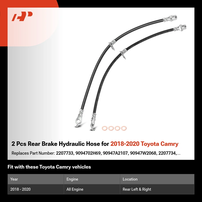 2 Pcs Rear Brake Hydraulic Hose for 2018-2020 Toyota Camry