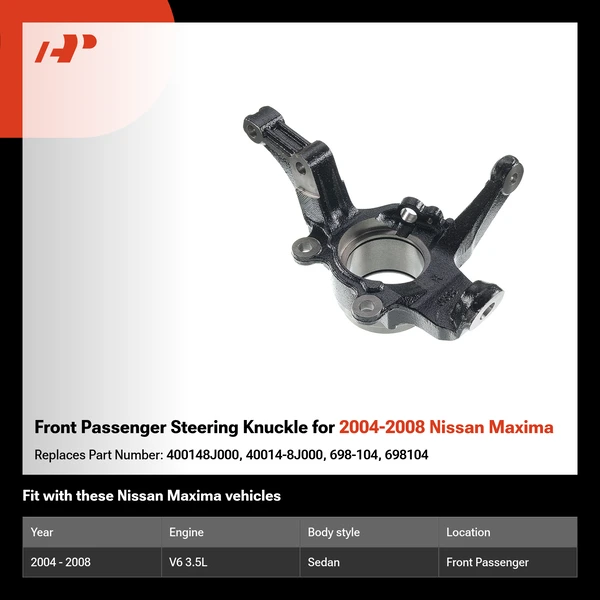Front Passenger Steering Knuckle for 2004-2008 Nissan Maxima