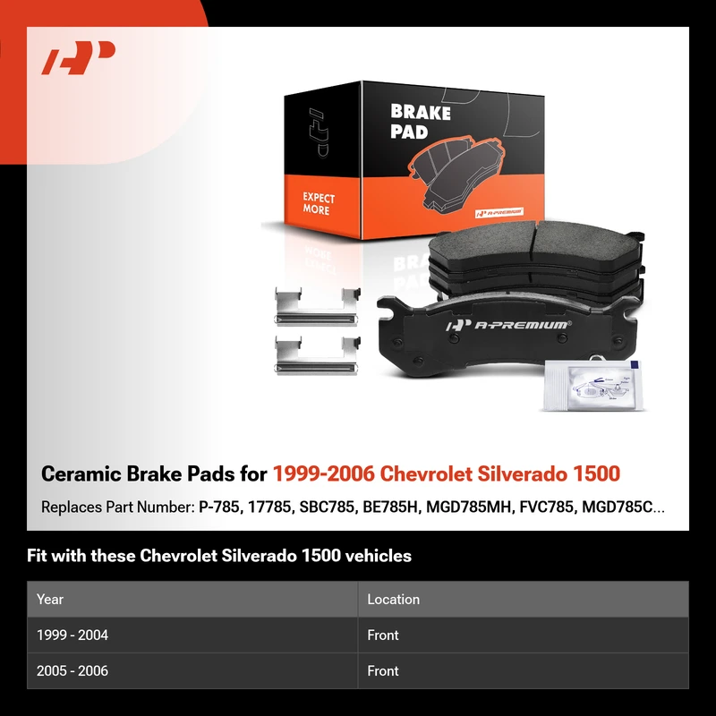 Ceramic Brake Pads for 1999-2006 Chevrolet Silverado 1500