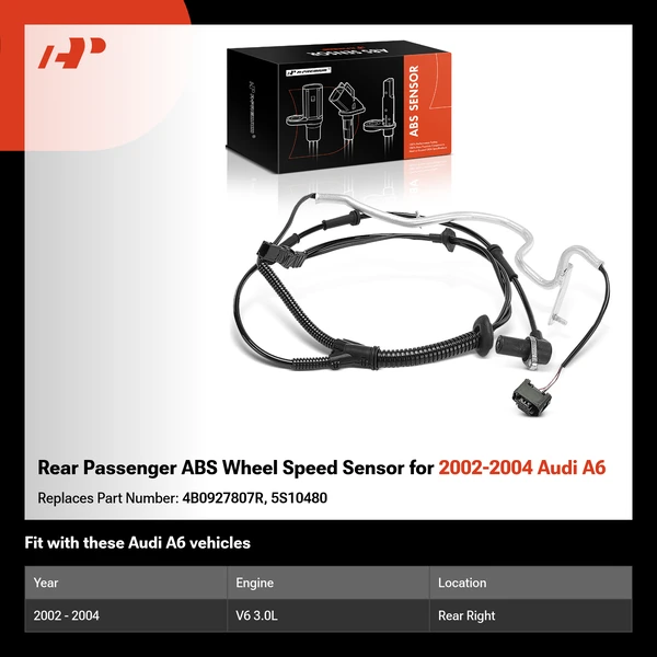 Rear Passenger ABS Wheel Speed Sensor for 2002-2004 Audi A6
