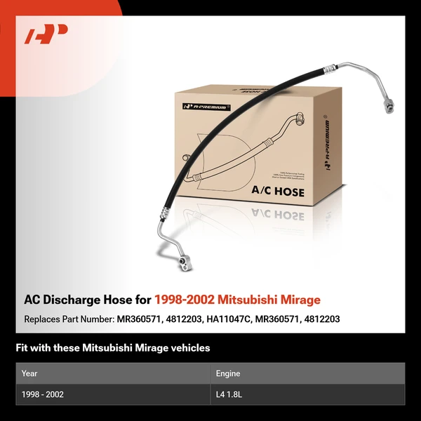 AC Discharge Hose for 1998-2002 Mitsubishi Mirage