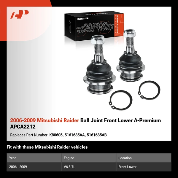 2006-2009 Mitsubishi Raider Ball Joint Front Lower A-Premium APCA2212